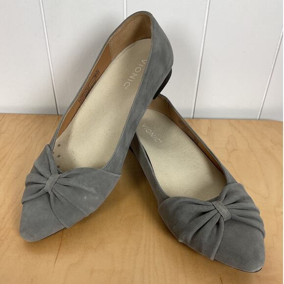 Vionic Gramercy Suede Ballet Flats with Bow Detailing in Gray Size 9 - Picture 5 of 7